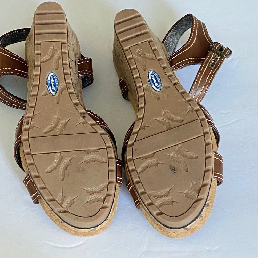 Dr Scholls Womens Brown Cork‎ Wedge Sandals Advanced Comfort Size 7 WMDS1460004
